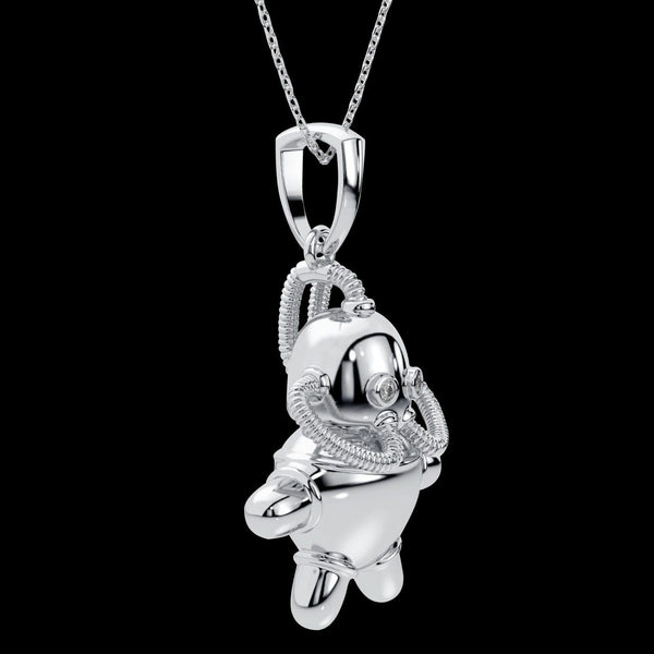 3D SWIMMING ROBOT NECKLACE 2.0 (SILVER)