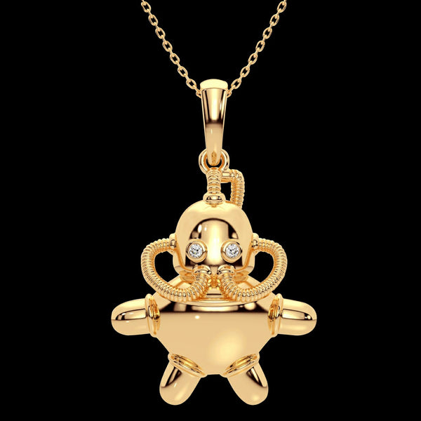 3D SWIMMING ROBOT NECKLACE 2.0 (GOLD)