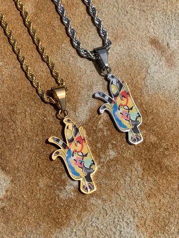 HAND FACES MURAL NECKLACE